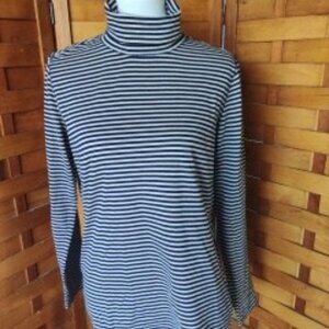 Bass G H Bass Company Navy And Beige Striped Turtleneck Women's L